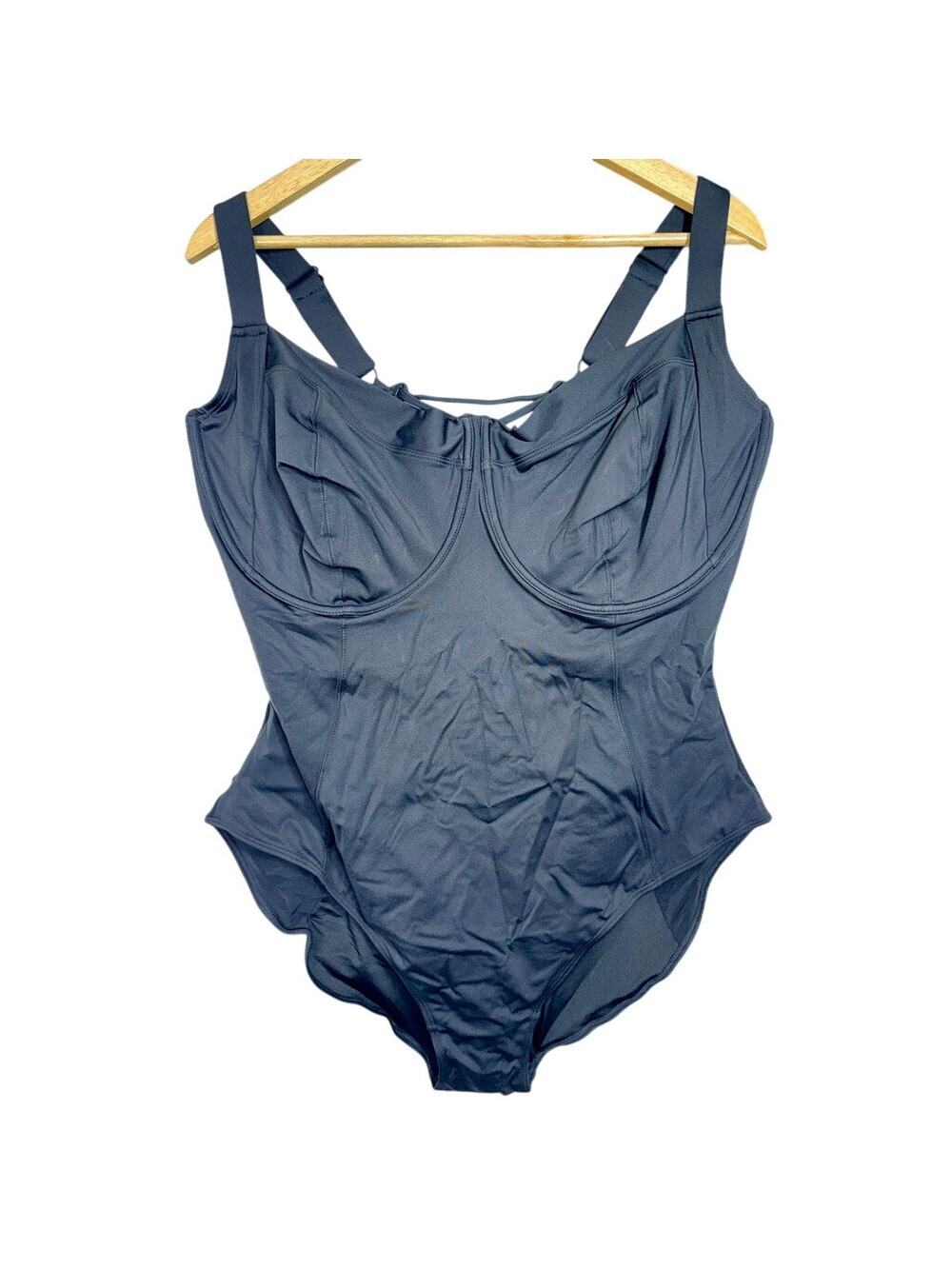 NWT TA3 Lifty Black Lace Up Contour Corset One Piece Swimsuit Sz 3X Reg/Long J/K